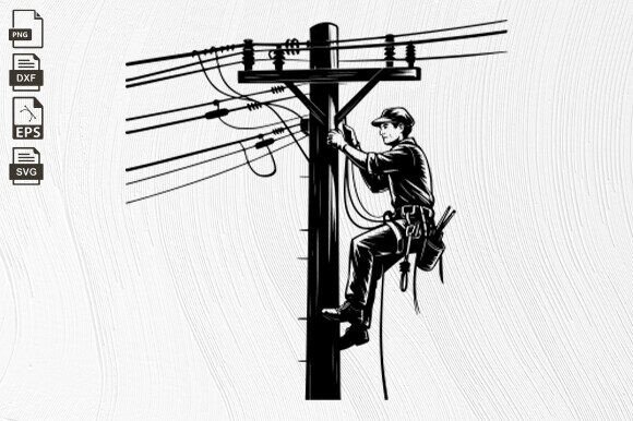 Lineman Electrician, Power Pole, Lineman Gráfico Artesanato Por BlackCatsZone
