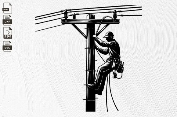 Lineman Electrician, Power Pole, Lineman Gráfico Artesanato Por BlackCatsZone