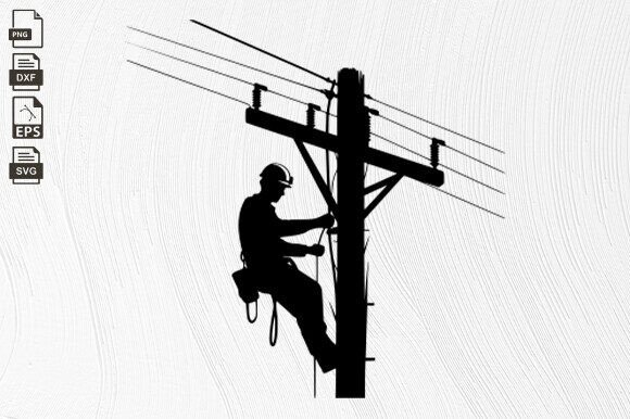 Lineman Electrician, Power Pole, Lineman Gráfico Artesanato Por BlackCatsZone