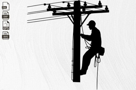 Lineman Electrician, Power Pole, Lineman Grafik Plotterdateien Von BlackCatsZone