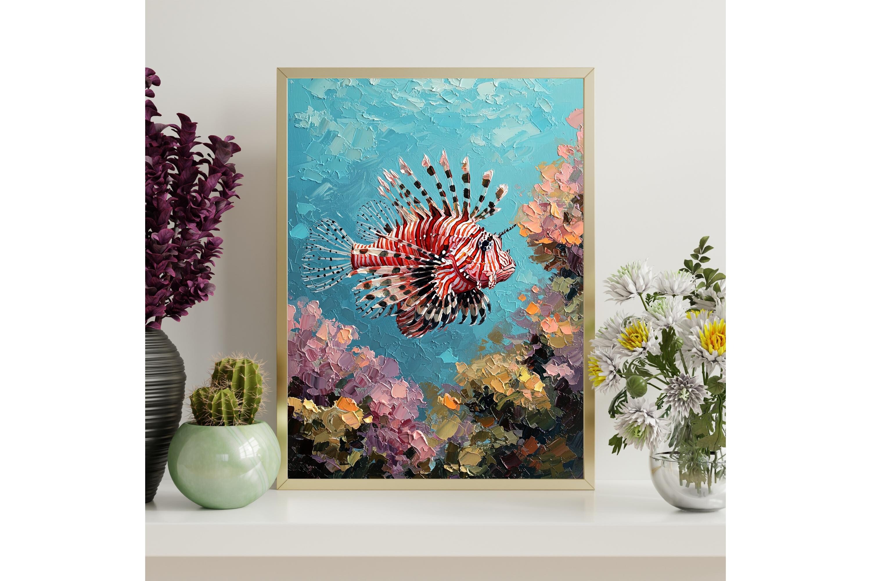 Lionfish Impasto Printable Wall Art