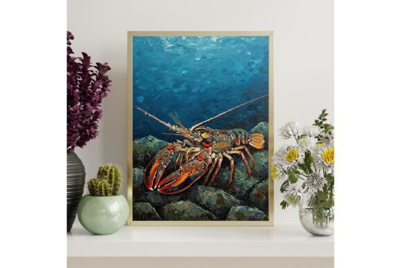 Lobster Impasto Wall Art Printable