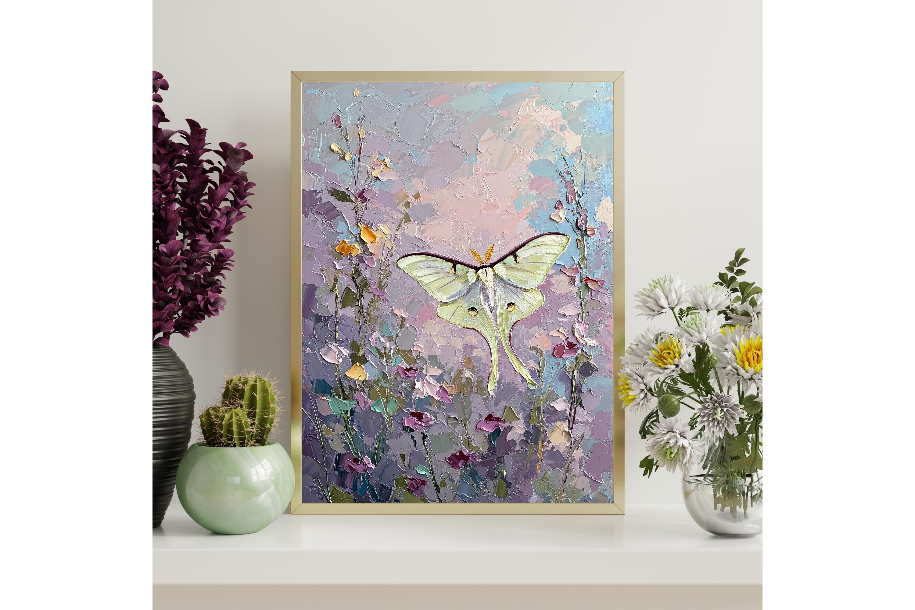 Luna Moth Floral Wall Art