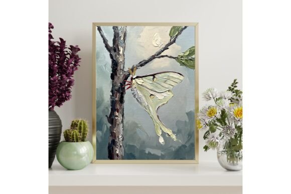 Luna Moth Impasto Printable Wall Art