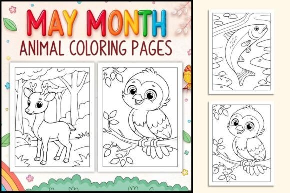 May Month Animal Coloring Pages for Kids