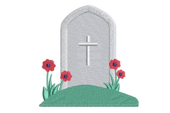 Memorial Gravestone with Poppies