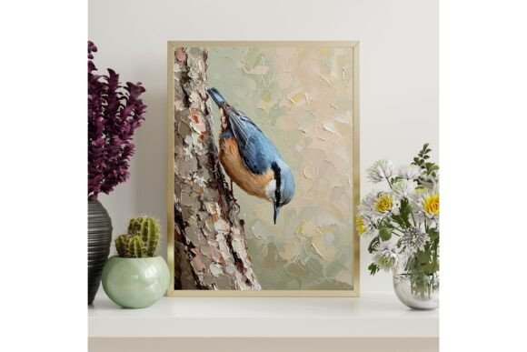 Nuthatch Bird Painting Printable Wall