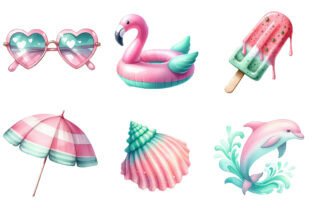 Pink & Mint Summer Clipart Graphic by Breezy.Lane · Creative Fabrica