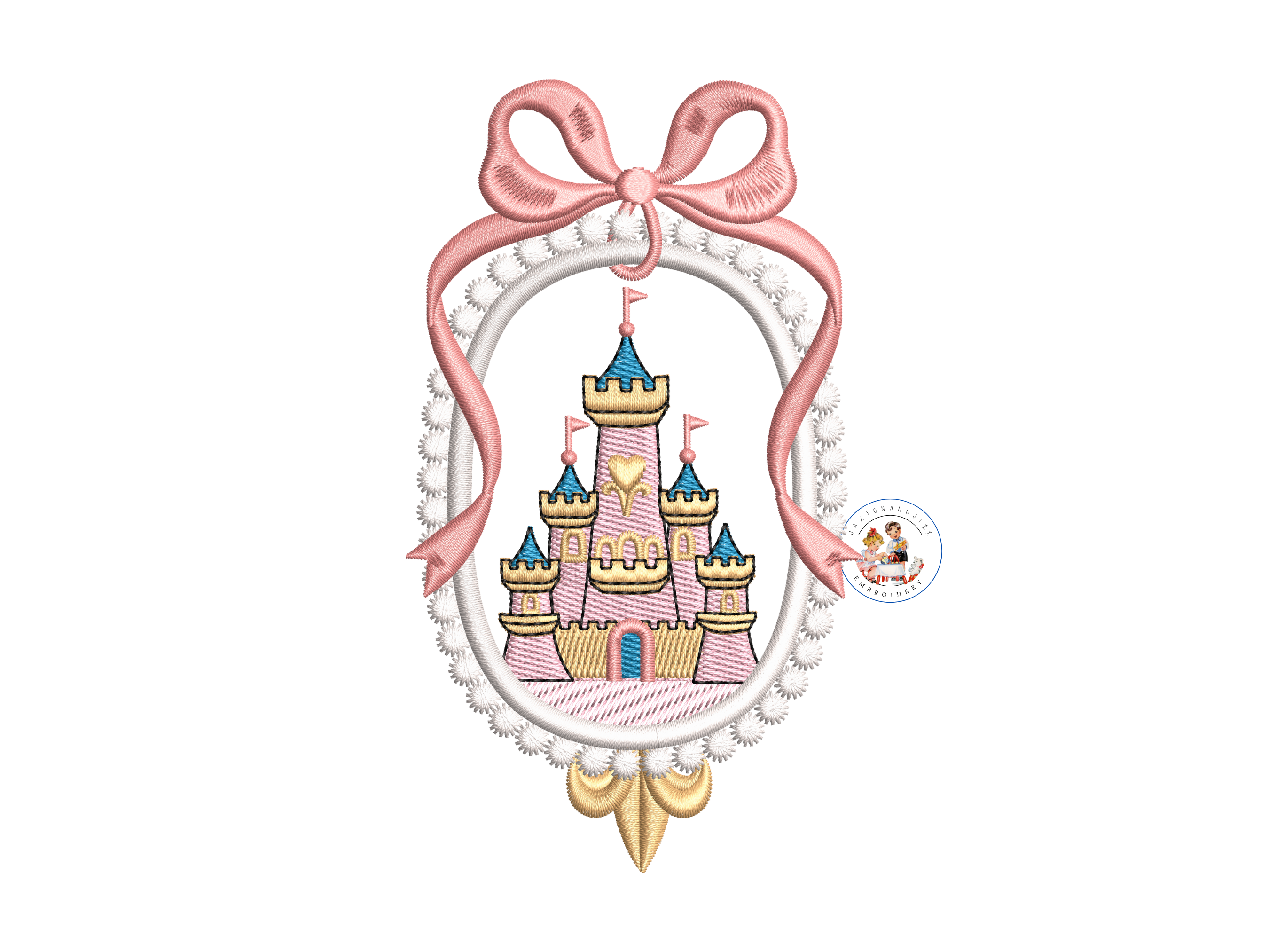 Princess Castle Frame Embroidery Design