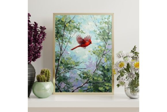 Printable Northern Cardinal Bird Wall
