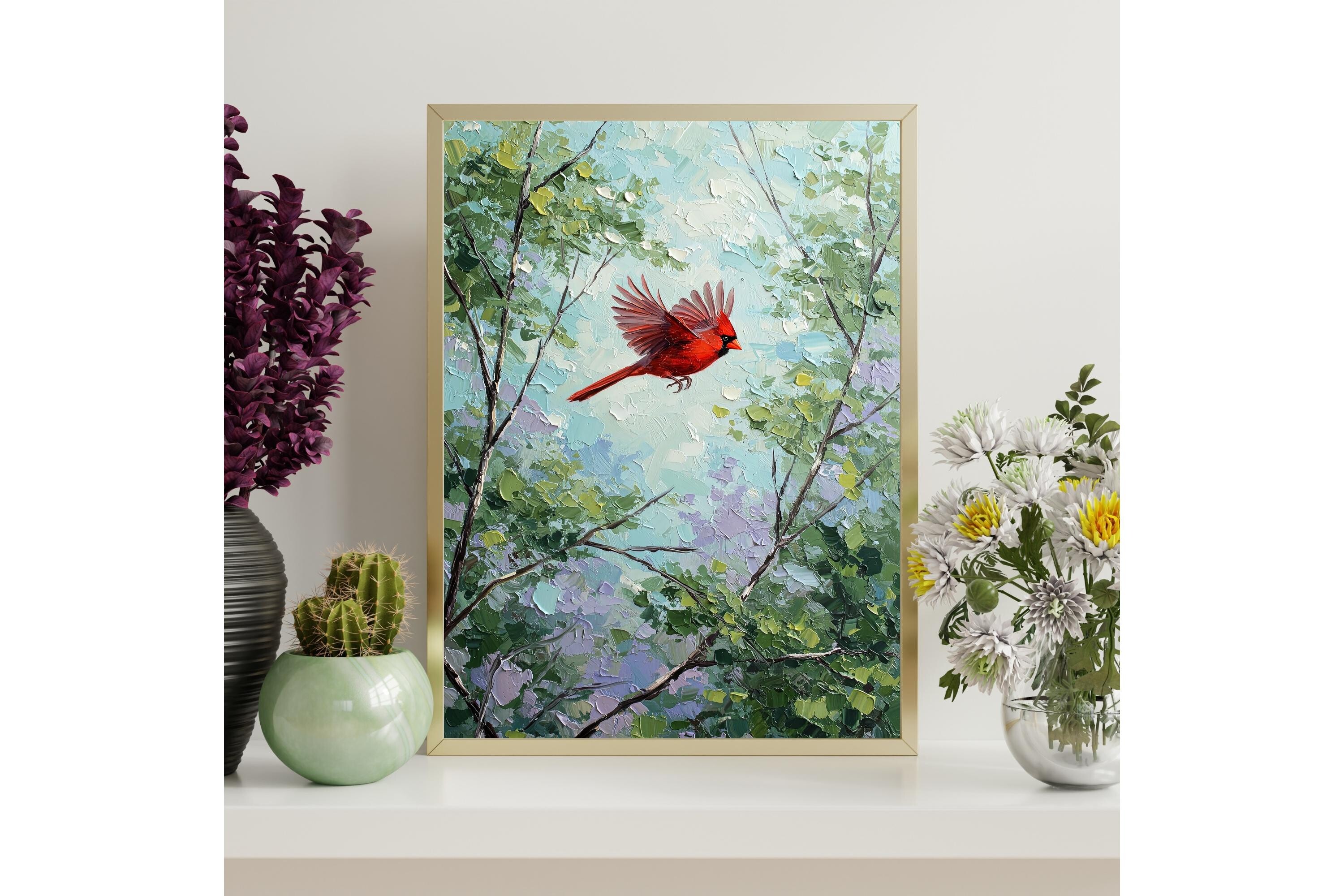 Printable Northern Cardinal Bird Wall