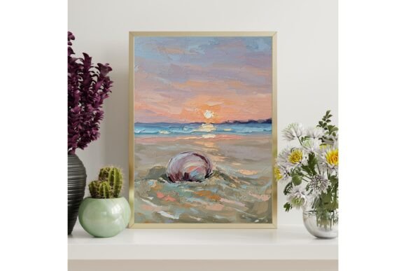 Seashell Sunset Beach Printable Wall Art
