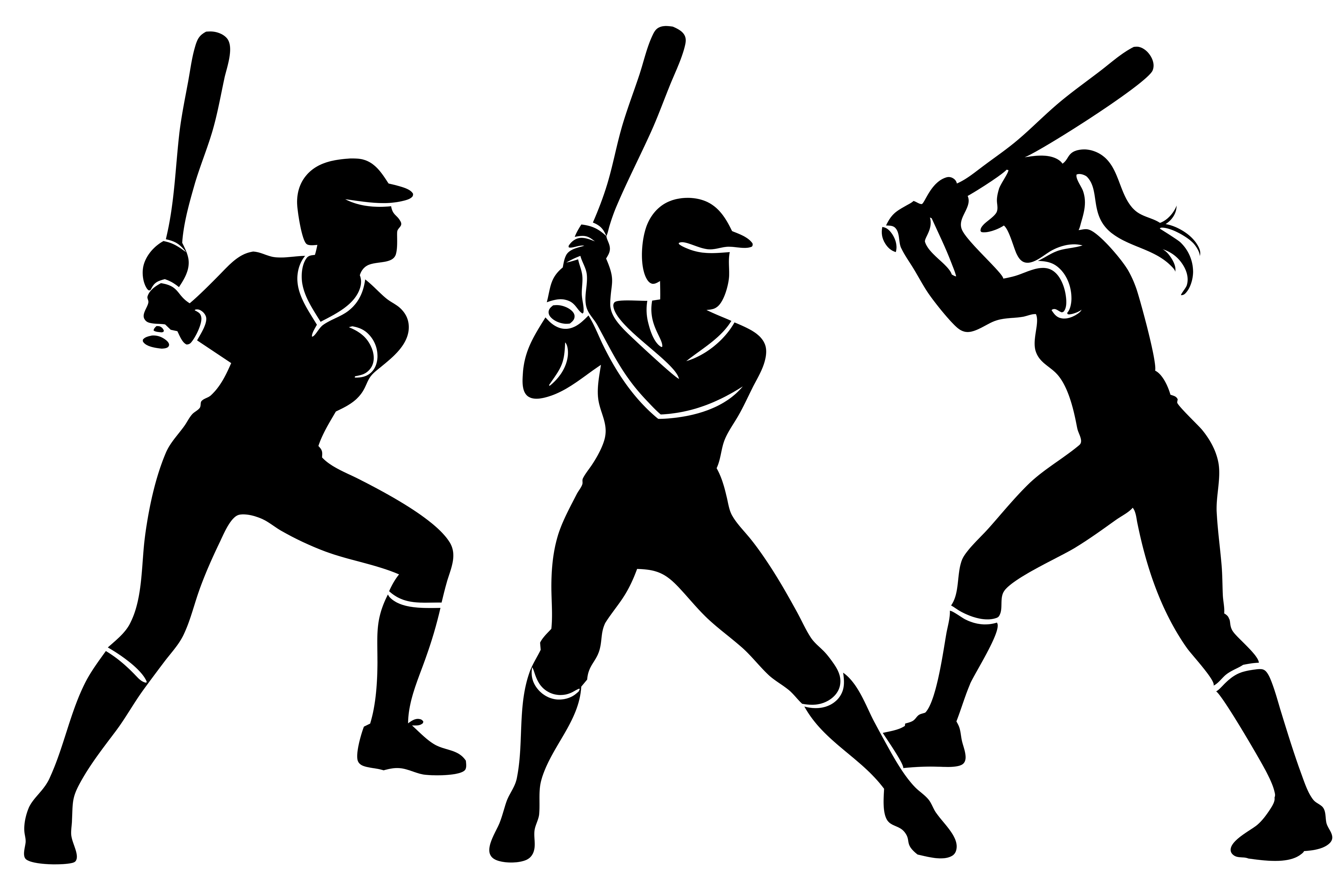 Silhouette of Four Softball Players