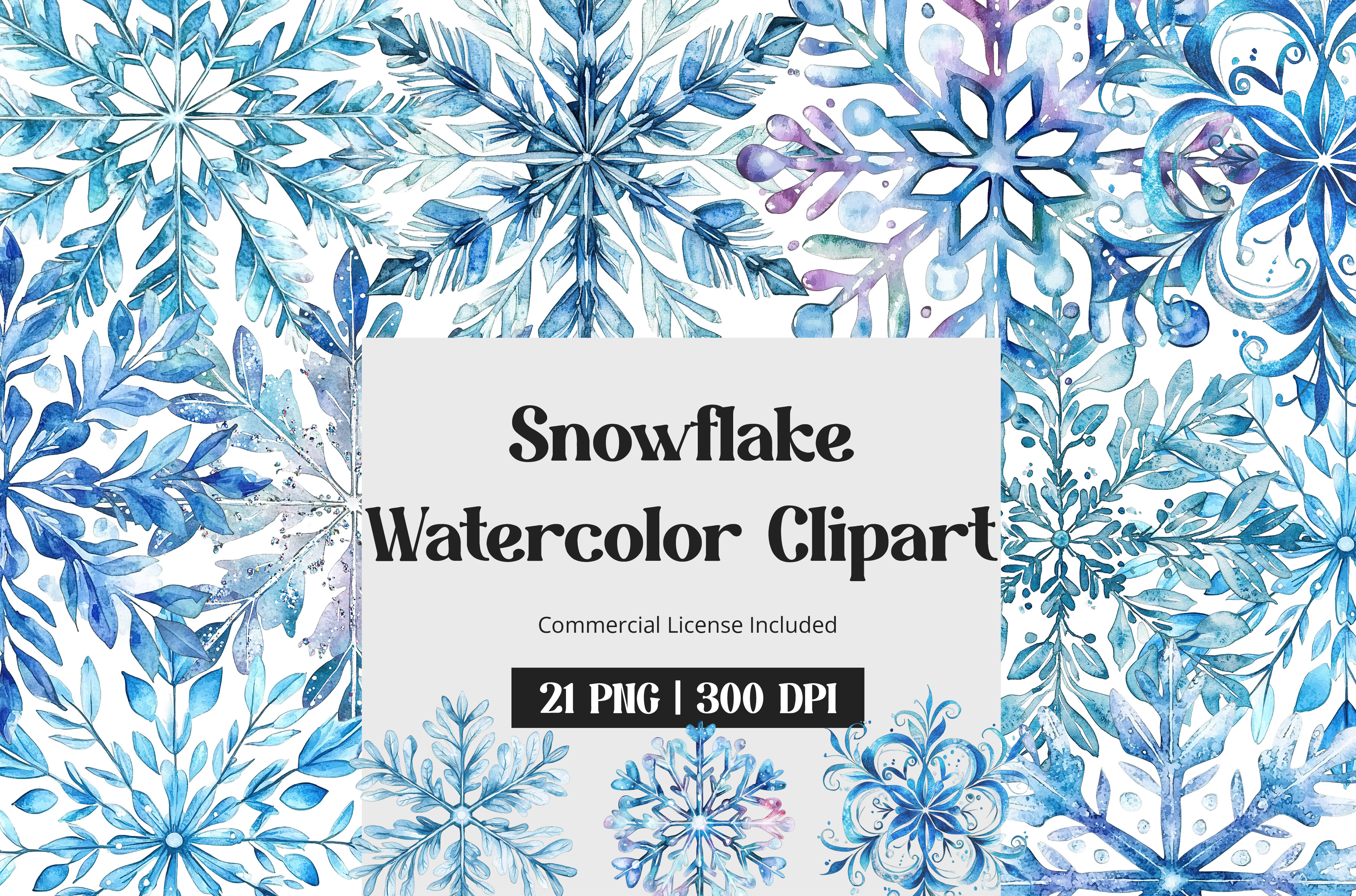 Snowflake Watercolor Clipart Graphic by inpixell.studio · Creative Fabrica