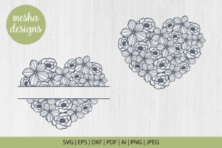 Split Floral Heart Frame Svg Cut File Graphic by Mesha Creations ...