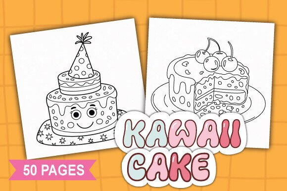 Sweet & Cute Kawaii Cake Coloring Pages