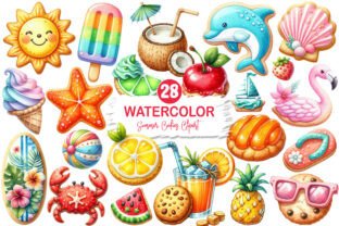 Watercolor Summer Cookies Clipart Graphic by Breezy.Lane · Creative Fabrica