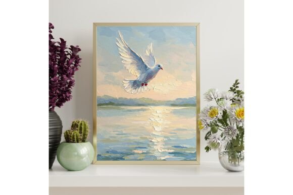 White Dove Impasto Wall Art Print