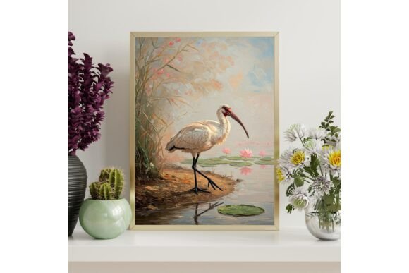 White Ibis & Lotus Pond Wall Art