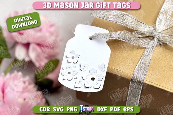 3D Mason Jar Gift Tags | Paper Gift Tags