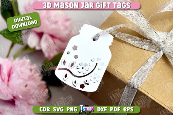 3D Mason Jar Gift Tags | Paper Gift Tags