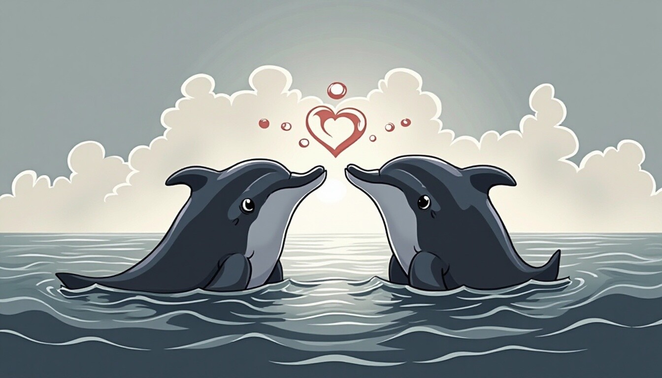 A Couple of Dolphins Blowing Heartshaped Graphic by kulturrno ...
