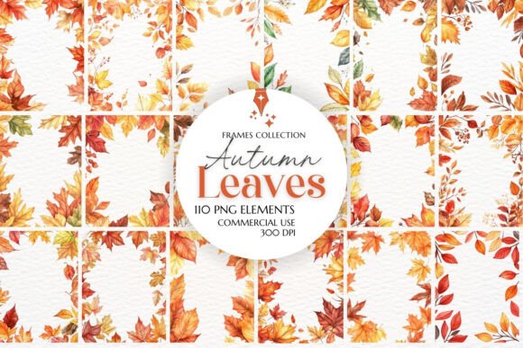 Autumn Leaves Frames Clipart PNG