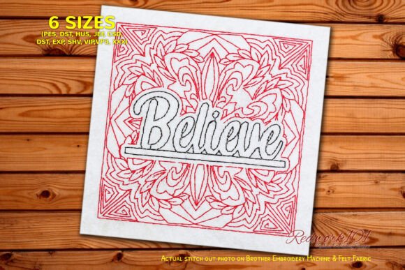 Believe Word Redwork Design