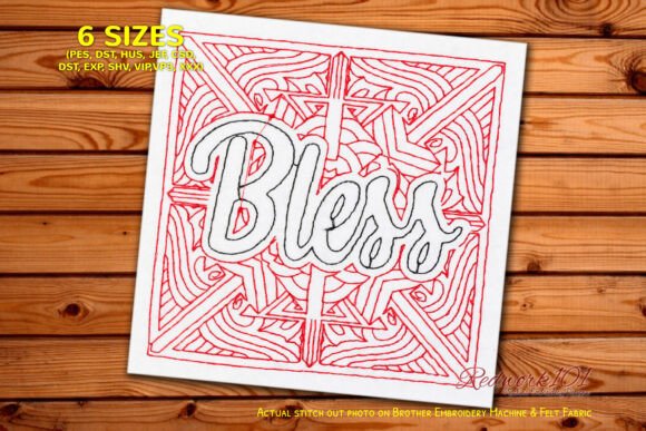 Bless Redwork Embroidery Design