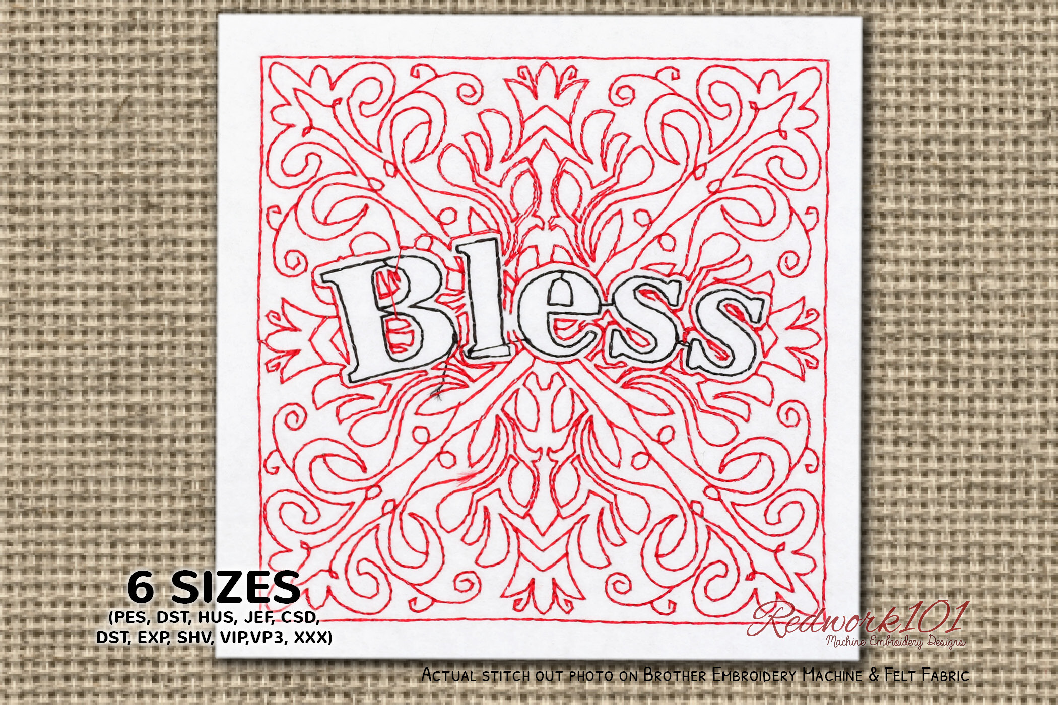 Bless Word Machine Embroidery