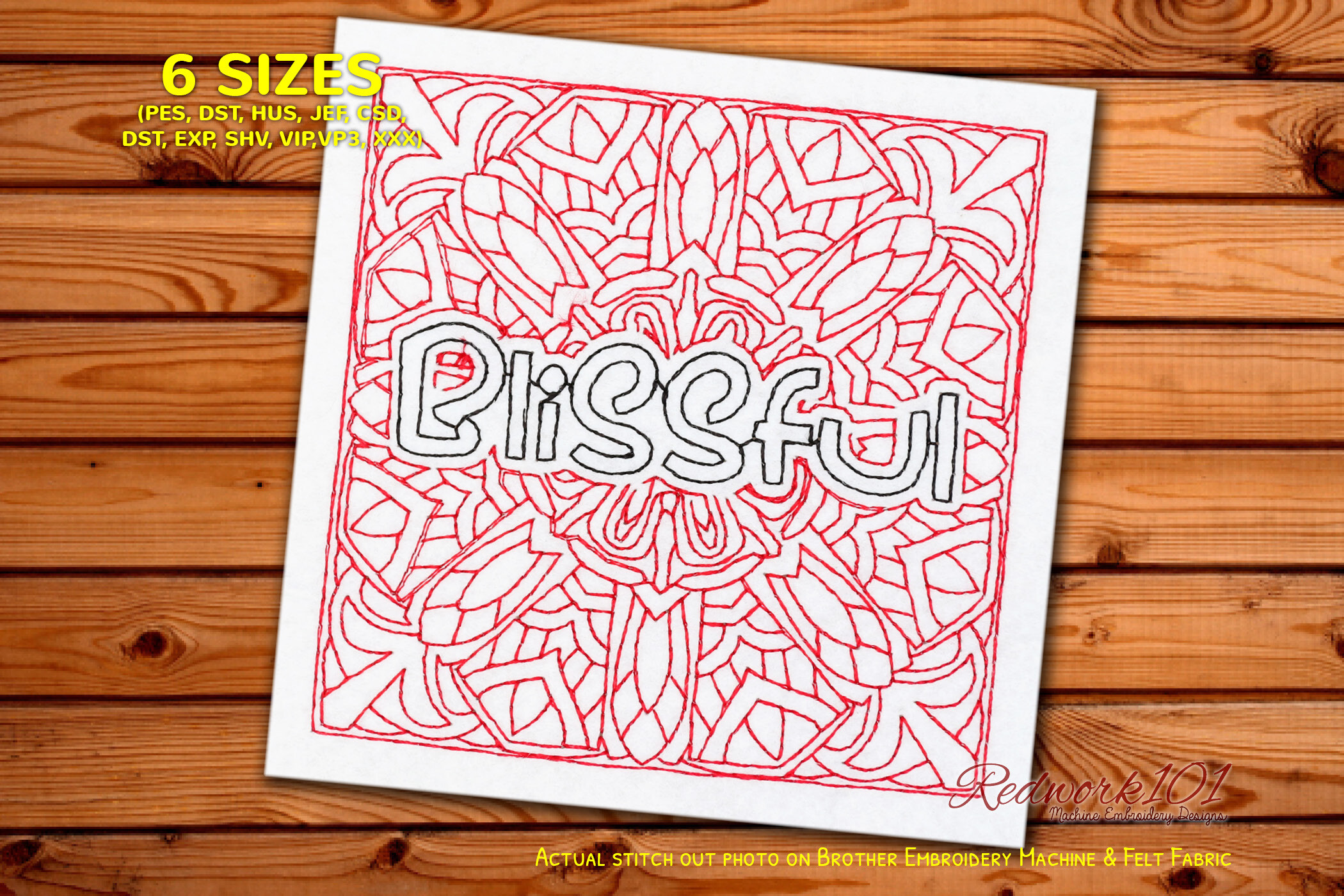Blissful Word Embroidery Design
