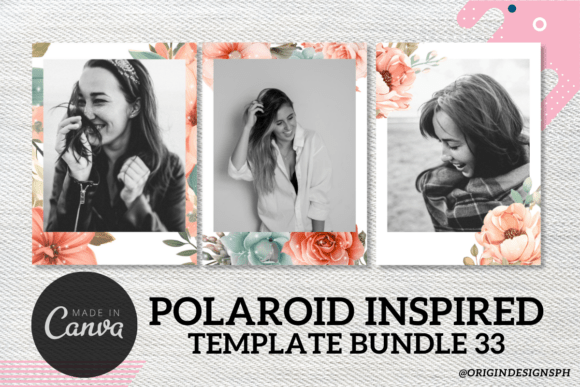Canva Polaroid template set with three nostalgic photo designs