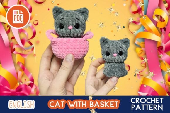 Cat with Basket / Crochet Pattern PDF