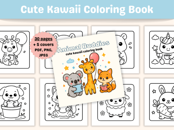 Cute Animal Kawaii Coloring Book