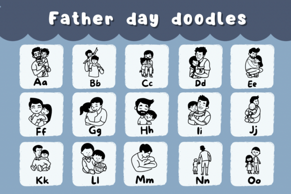 Father Day Doodles Font PNG with transparent background - Preview 1