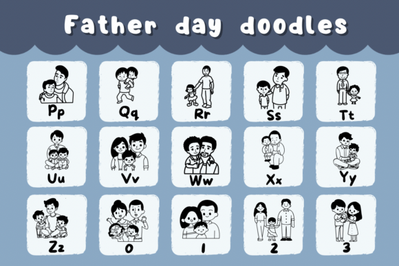 Father Day Doodles Font PNG with transparent background - Preview 2