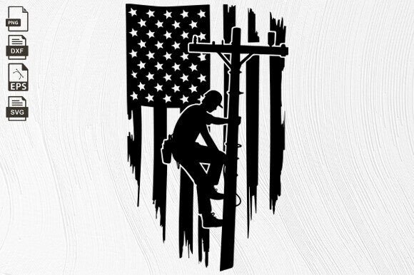 Lineman USA Flag, Lineman Dad Grafik Plotterdateien Von BlackCatsZone