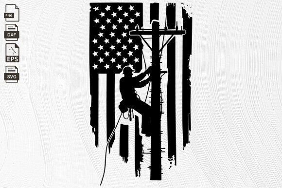 Lineman USA Flag, Lineman Dad Grafik Plotterdateien Von BlackCatsZone