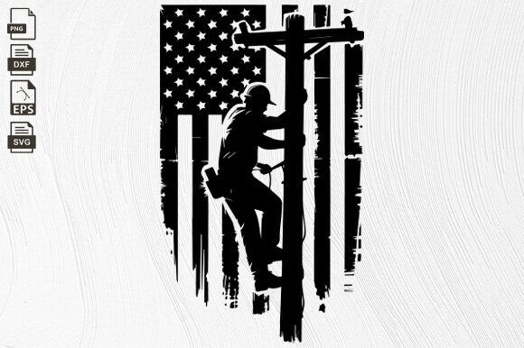 Lineman USA Flag, Lineman Dad Grafik Plotterdateien Von BlackCatsZone