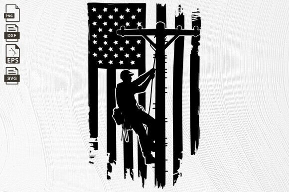 Lineman USA Flag, Lineman Dad Grafik Plotterdateien Von BlackCatsZone