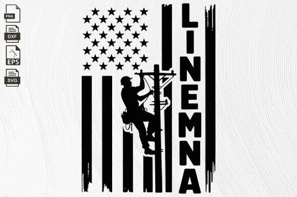 Lineman USA Flag, Patriotic Lineman Svg Grafik Plotterdateien Von BlackCatsZone