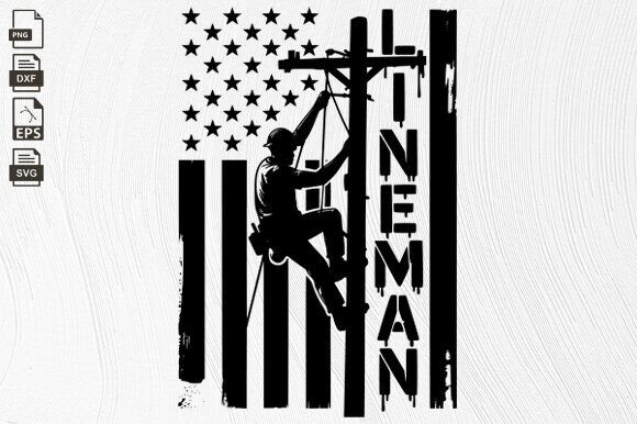 Lineman USA Flag, Patriotic Lineman Svg Grafik Plotterdateien Von BlackCatsZone