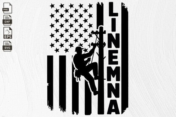 Lineman USA Flag, Patriotic Lineman Svg Grafik Plotterdateien Von BlackCatsZone