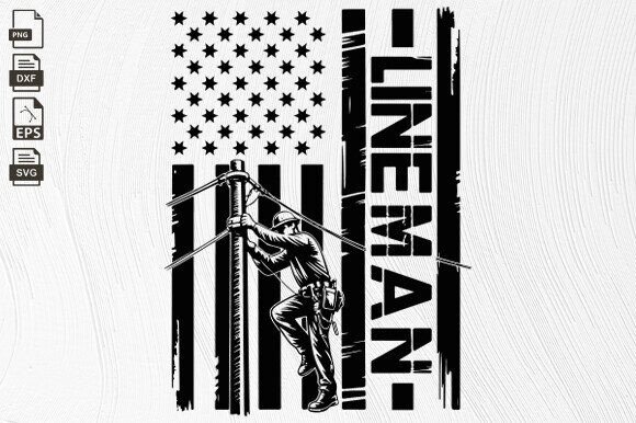 Lineman USA Flag, Patriotic Lineman Svg Grafik Plotterdateien Von BlackCatsZone