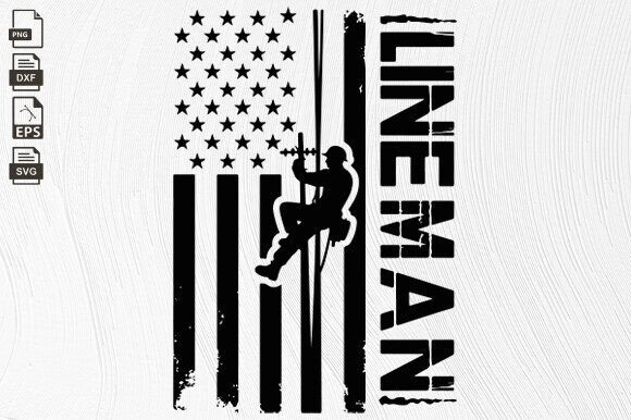 Lineman USA Flag, Patriotic Lineman Svg Grafik Plotterdateien Von BlackCatsZone