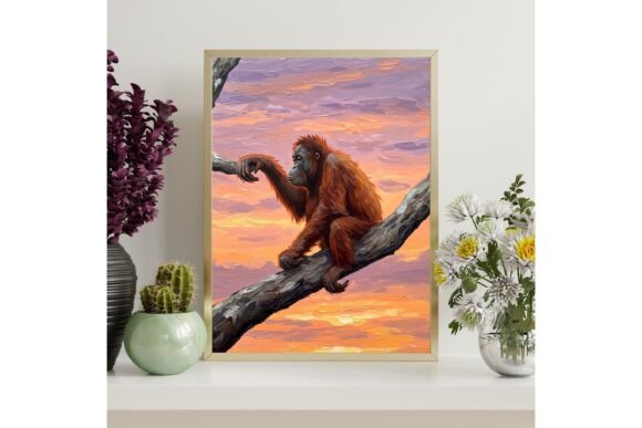 Orangutan Sunset Printable Wall Art
