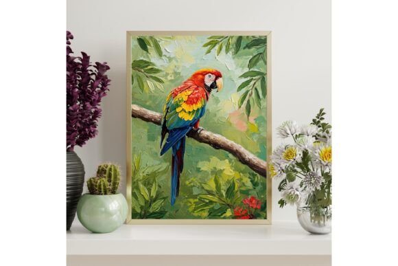 Scarlet Macaw Painting Printable Art
