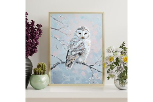 Snowy Owl Painting Printable Wall Art