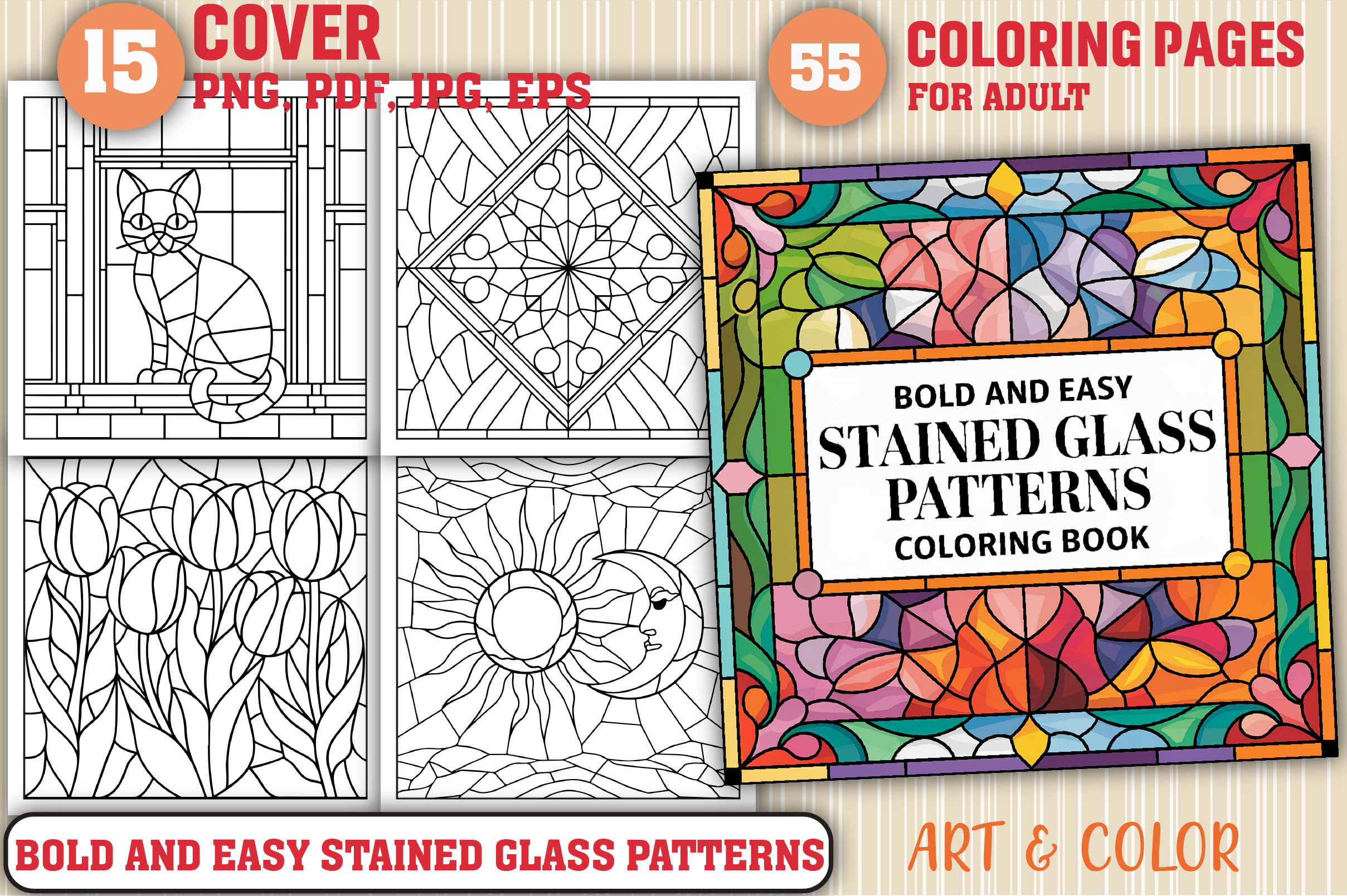 Stained Glass Patterns Coloring Pages