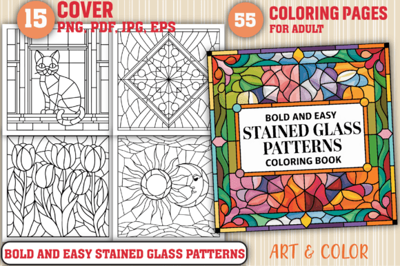 Preview of Stained Glass Patterns Coloring Pages adult coloring pages